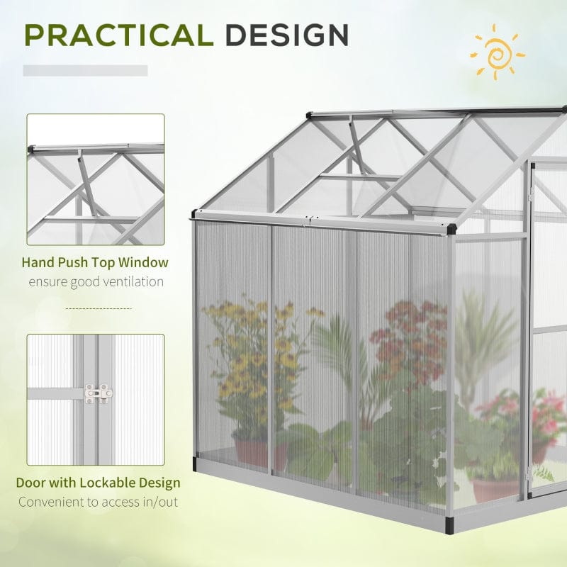 Outsunny 6' L x 6' W Walk-In Polycarbonate Winter Greenhouse - 845-243