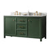 Legion Furniture 60" Vogue Green Finish Double Sink Vanity Cabinet With Carrara White Top WLF2160DVG - Backyard Provider