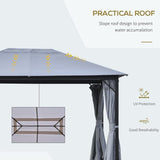 Outsunny 13' x 10' Outdoor Patio Gazebo Canopy with PA Coated Polyester Roof - 84C-188V01GY