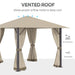 Outsunny 10' x 10' Patio Gazebo Aluminum Frame Outdoor Canopy Shelter - 84C-322BG