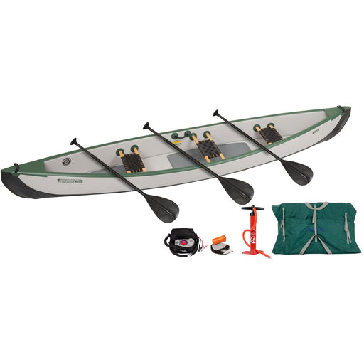 Sea Eagle TravelCanoe TC16 Electric Pump 3 Person Inflatable Canoe Package