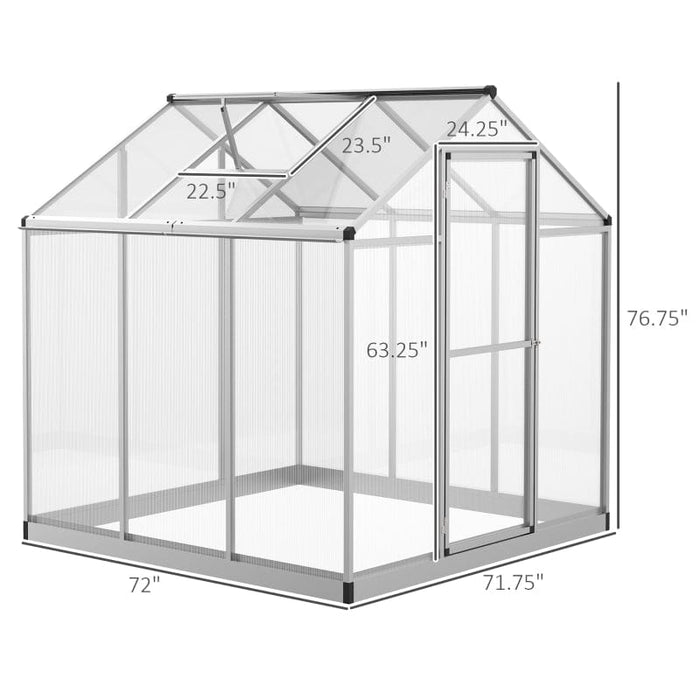 Outsunny 6' L x 6' W Walk-In Polycarbonate Winter Greenhouse - 845-243