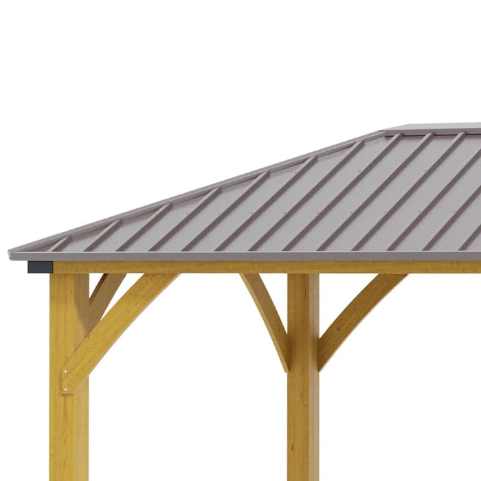 Outsunny 10x12 Galvanized Steel Gazebo with Wooden Frame - 84C-254