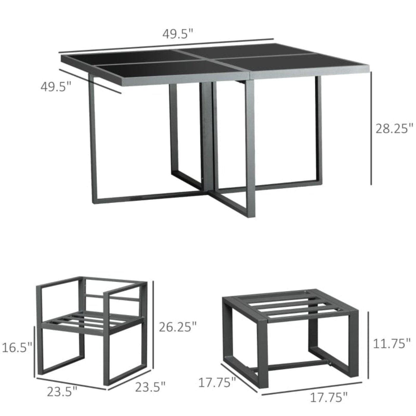 Outsunny 9 Piece Outdoor Patio Dining Set - 84B-479