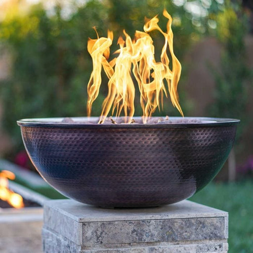 The Outdoor Plus OPT-RCPRFW Sedona Hammered Copper Round Fire and Water Bowl, 27-Inch