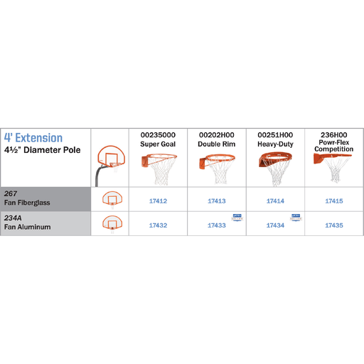 Porter 4' Extension Gooseneck Fixed Height Basketball Hoop