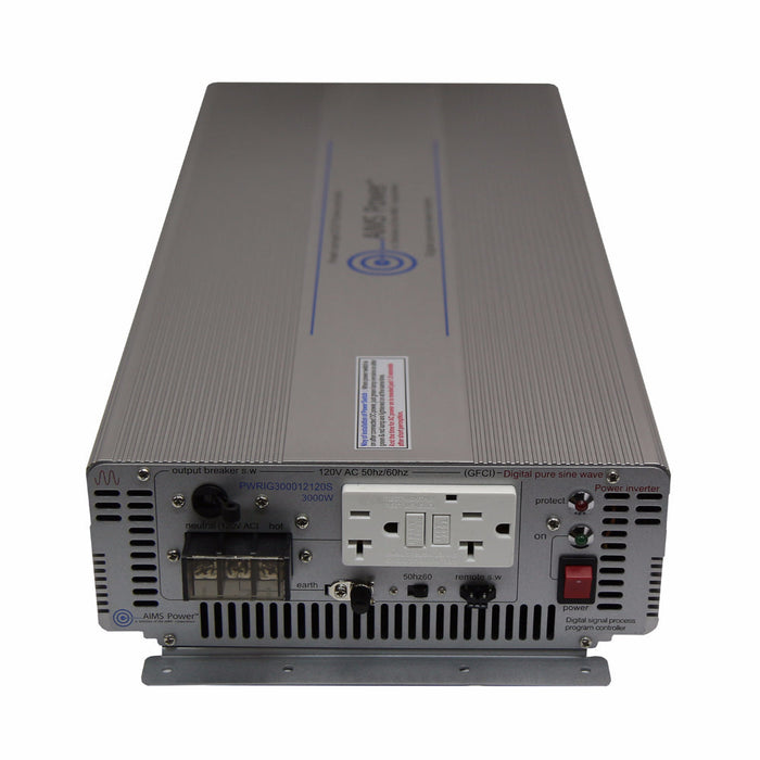 Aims Power 3000 Watt 12V Pure Sine Power Inverter - Industrial Grade