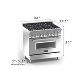 ZLINE 36 in. Professional Gas Burner/Electric Oven Stainless Steel Range with White Matte Door, RA-WM-36