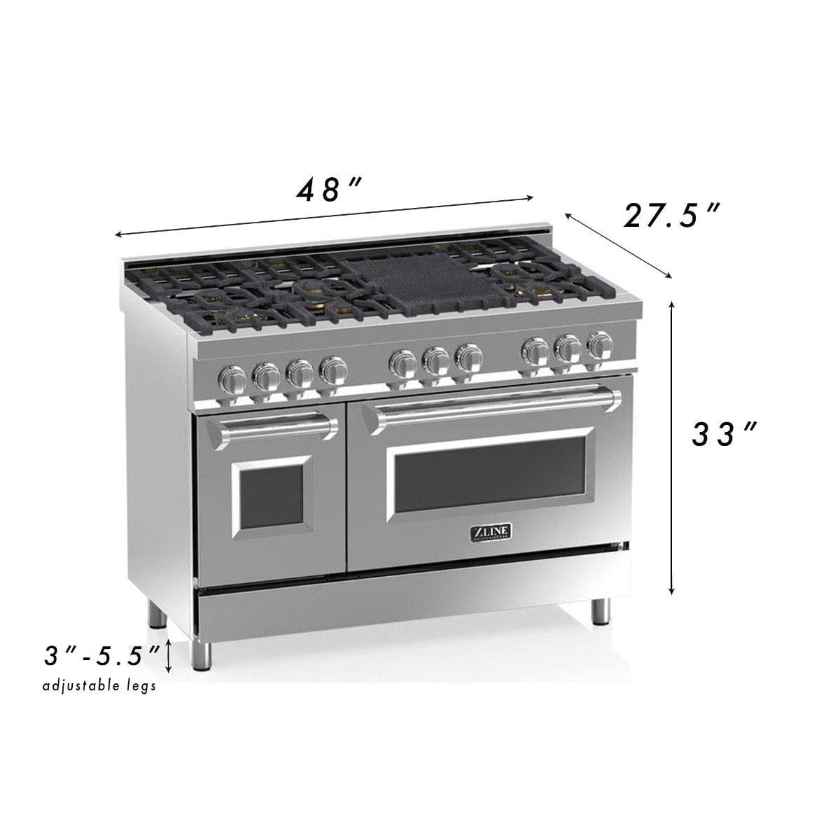 ZLINE 48 in. Professional Gas Burner/Electric Oven Stainless Steel 6.0 cu.ft. 7 Range - Black Matte, RA-BLM-48