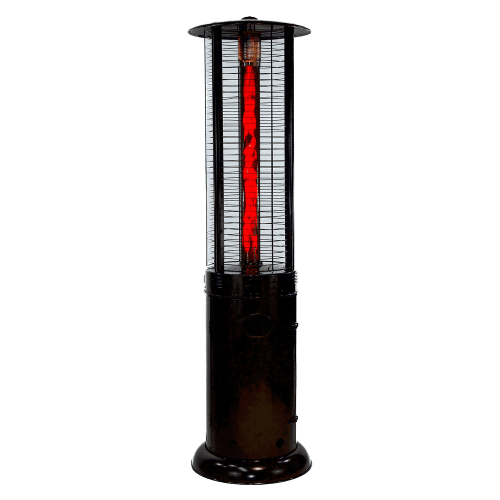 RADtec Ellipse Flame 78-Inch Tall Black Propane Patio Heater with Ruby Glass 80-ELL-FLM-HT