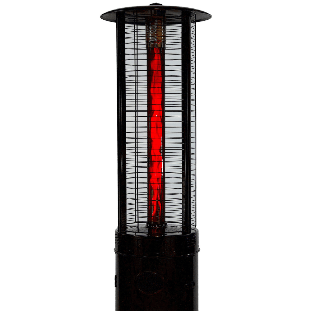 RADtec Ellipse Flame 78-Inch Tall Black Propane Patio Heater with Ruby Glass 80-ELL-FLM-HT