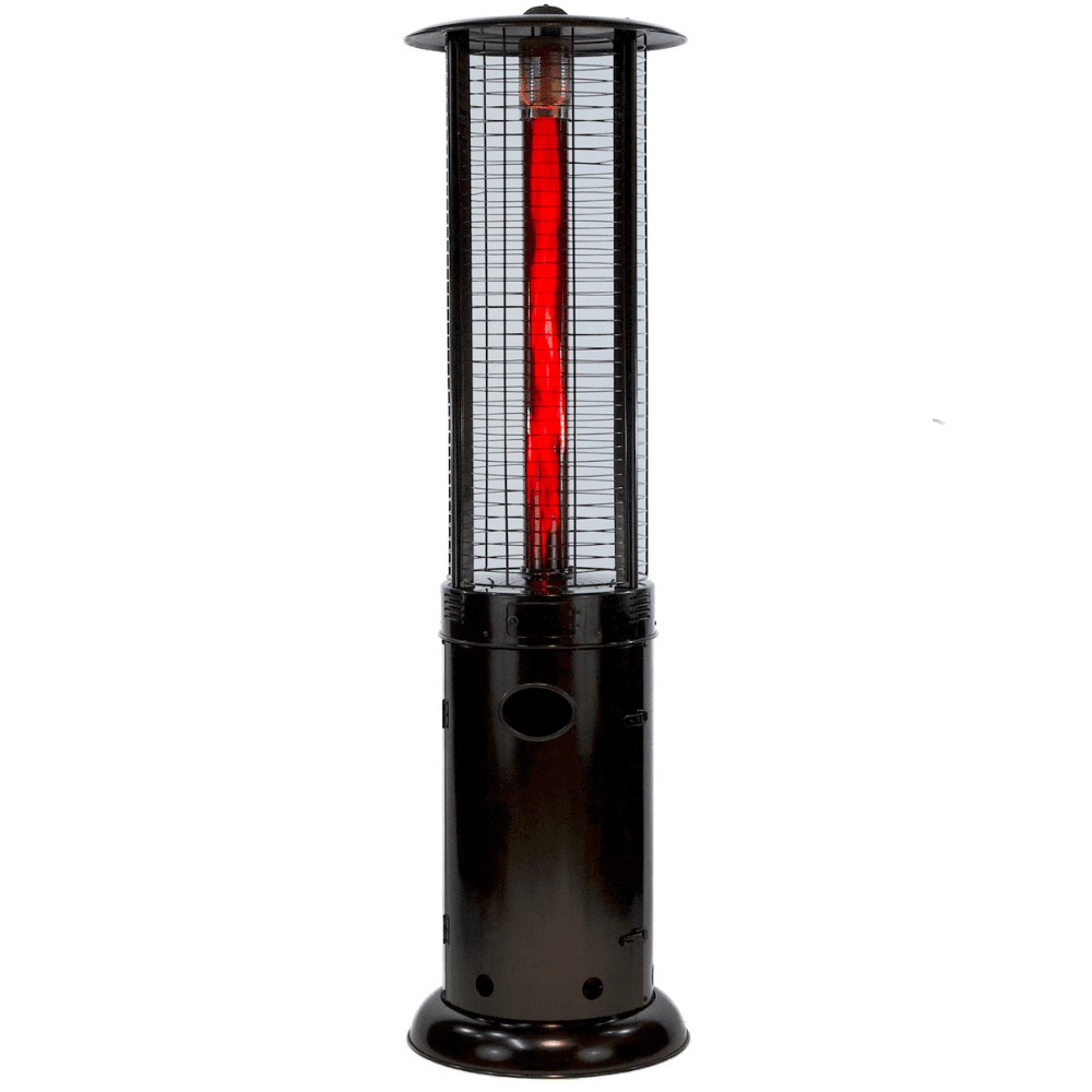 RADtec Ellipse Flame 78-Inch Tall Black Propane Patio Heater with Ruby Glass 80-ELL-FLM-HT