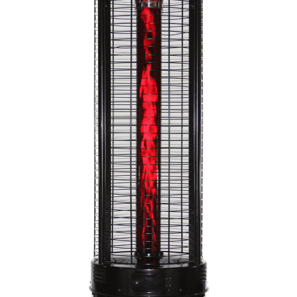 RADtec Ellipse Flame 78-Inch Tall Black Propane Patio Heater with Ruby Glass 80-ELL-FLM-HT