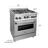 ZLINE 30 in. Professional 4.0 cu. ft. 4 Gas on Gas Range with White Matte Door, RG-WM-30