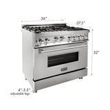 ZLINE 36 in. Professional Gas on Gas Range in Stainless Steel with White Matte Door, RG-WM-36