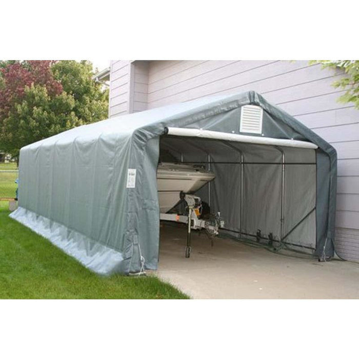 Rhino Shelter Extended Garage House Style 12’W x 24’L x 8’H - GA122408HGN