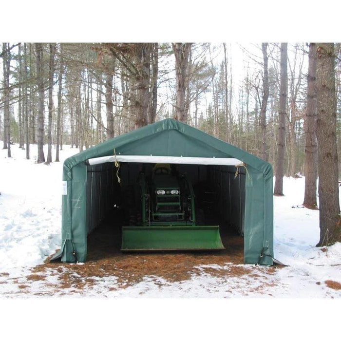 Rhino Shelter Extended Garage House Style 12’W x 24’L x 8’H - GA122408HGN
