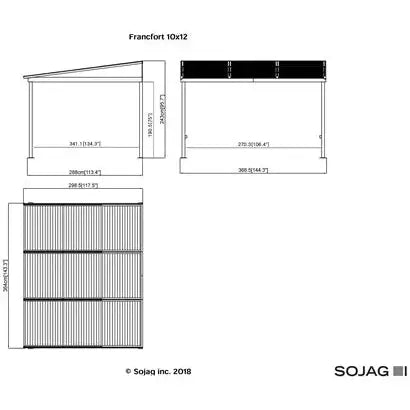 Sojag Gazebo Francfort Wall-Mounted Gazebo 10 x 12 ft - Dark brown