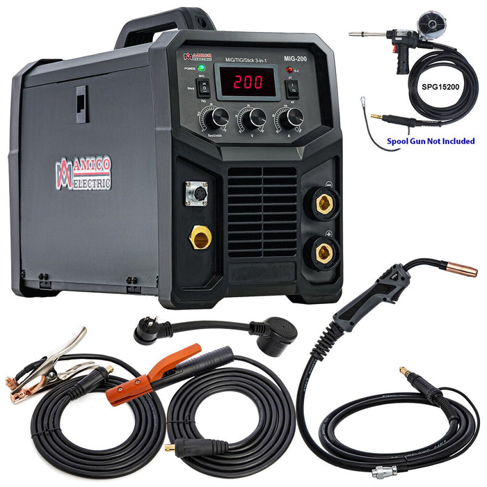 Amico Electric MIG-200 115/230V Dual Voltage 200 Amp MIG/MAG/Flux-cored/Lift-TIG/Stick Arc DC Inverter Welder New - Backyard Provider