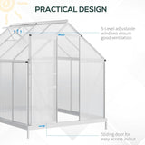 Outsunny 8' x 6' Aluminum Outdoor Greenhouse, Polycarbonate Walk-in Garden Greenhouse - 845-540V01SR