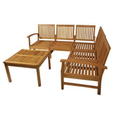 Outsunny 6 Piece Acacia Wood L Shaped Sectional Patio Sofa Furniture Set - 84B-337