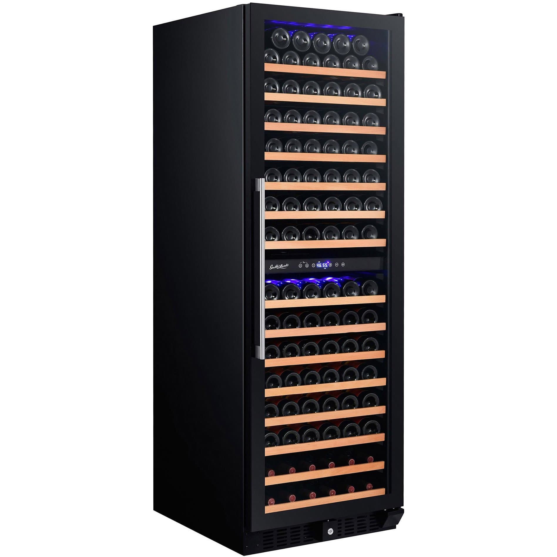 Smith and Hanks 166 Bottle Dual Zone Wine Cooler, Smoked Black Glass Door - RW428DRG