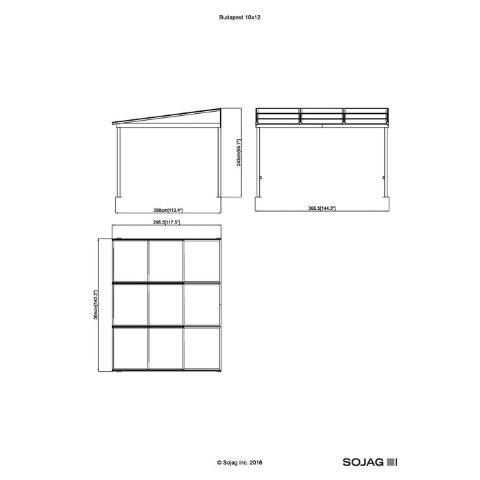 Sojag™ Budapest 10x12 Patio Gazebo with Mosquito Netting