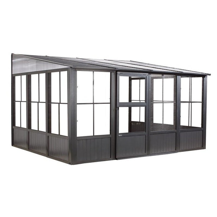 Sojag™ Charleston Wall Sol Sunroom Patio Enclosure Kit Dark Gray with Steel Roof