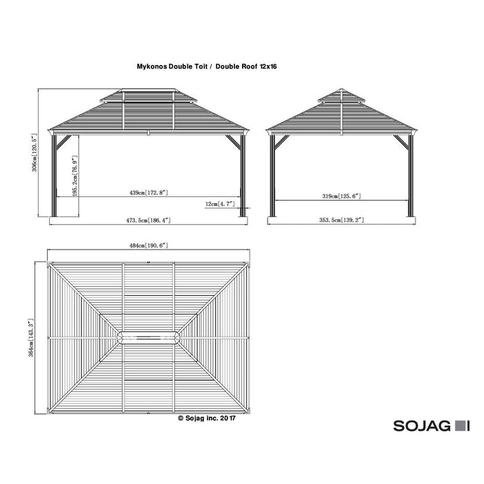 Sojag™ Mykonos II Gazebo Steel Roof with Mosquito Netting