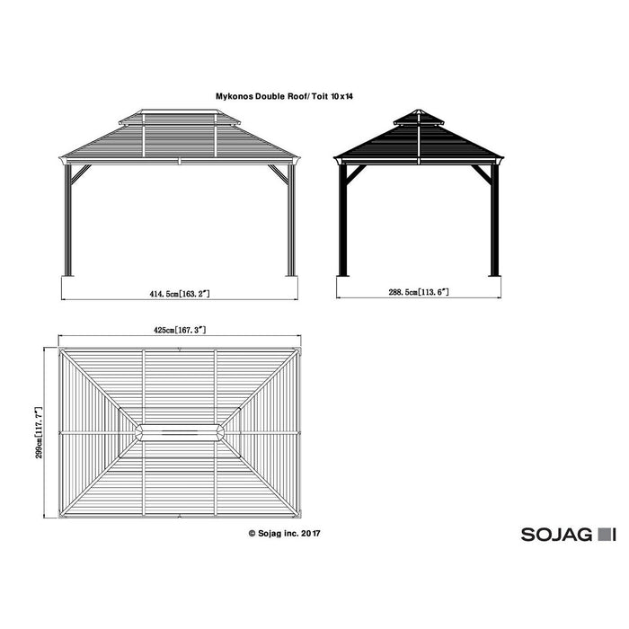 Sojag™ Mykonos II Gazebo Steel Roof with Mosquito Netting