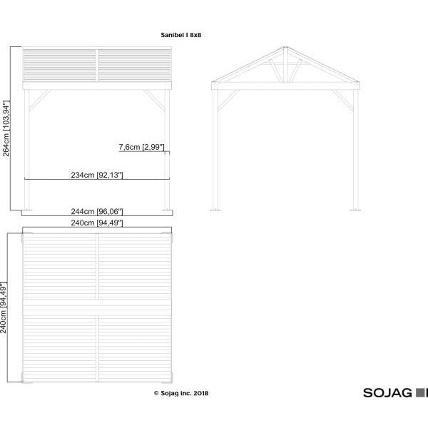 Sojag™ Sanibel I Gazebo Steel Roof with Mosquito Netting