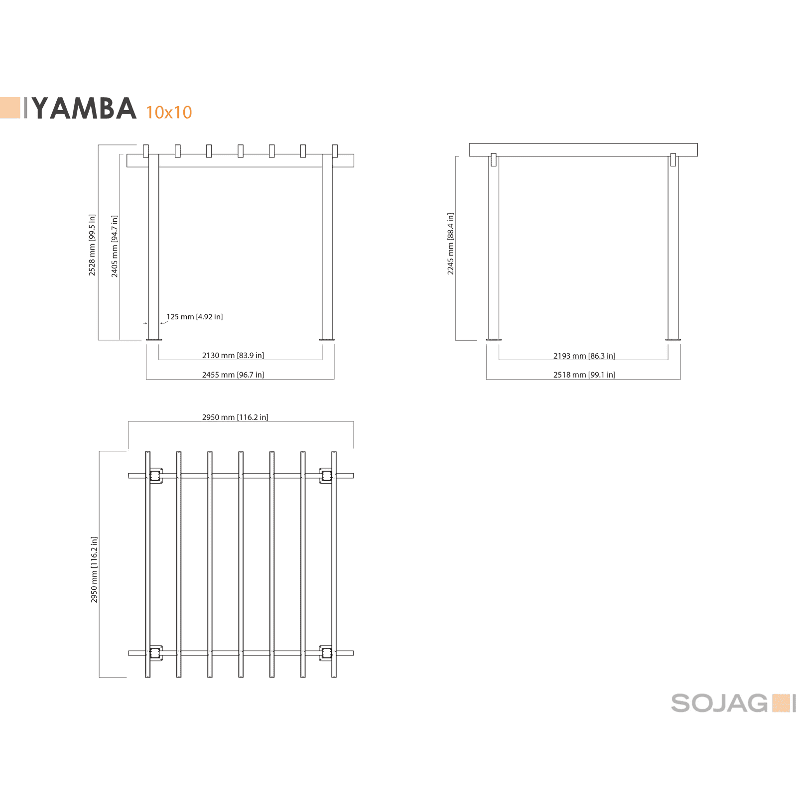 Sojag Yamba Pergola with Adjustable Shade Grey