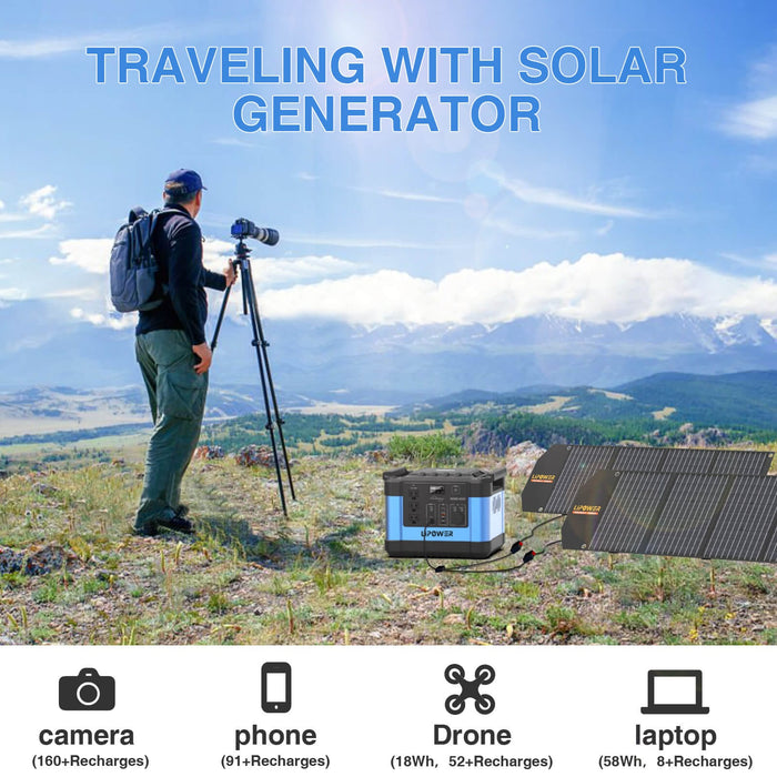 LIPOWER Solar Generator Kit 1000W MARS-1000 + APOLLE100