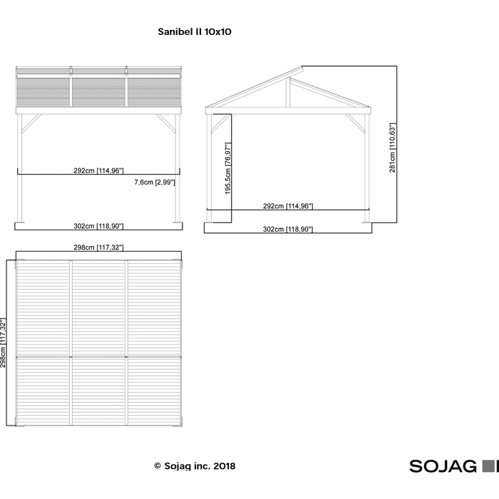 Sojag™ Sanibel II Gazebo Steel Roof with Mosquito Netting
