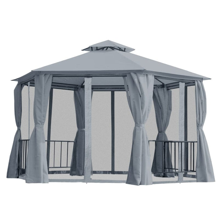 Outsunny 13' x 13' Party Tent, 2 Tier Outdoor Hexagon Patio Canopy - 84C-052GY