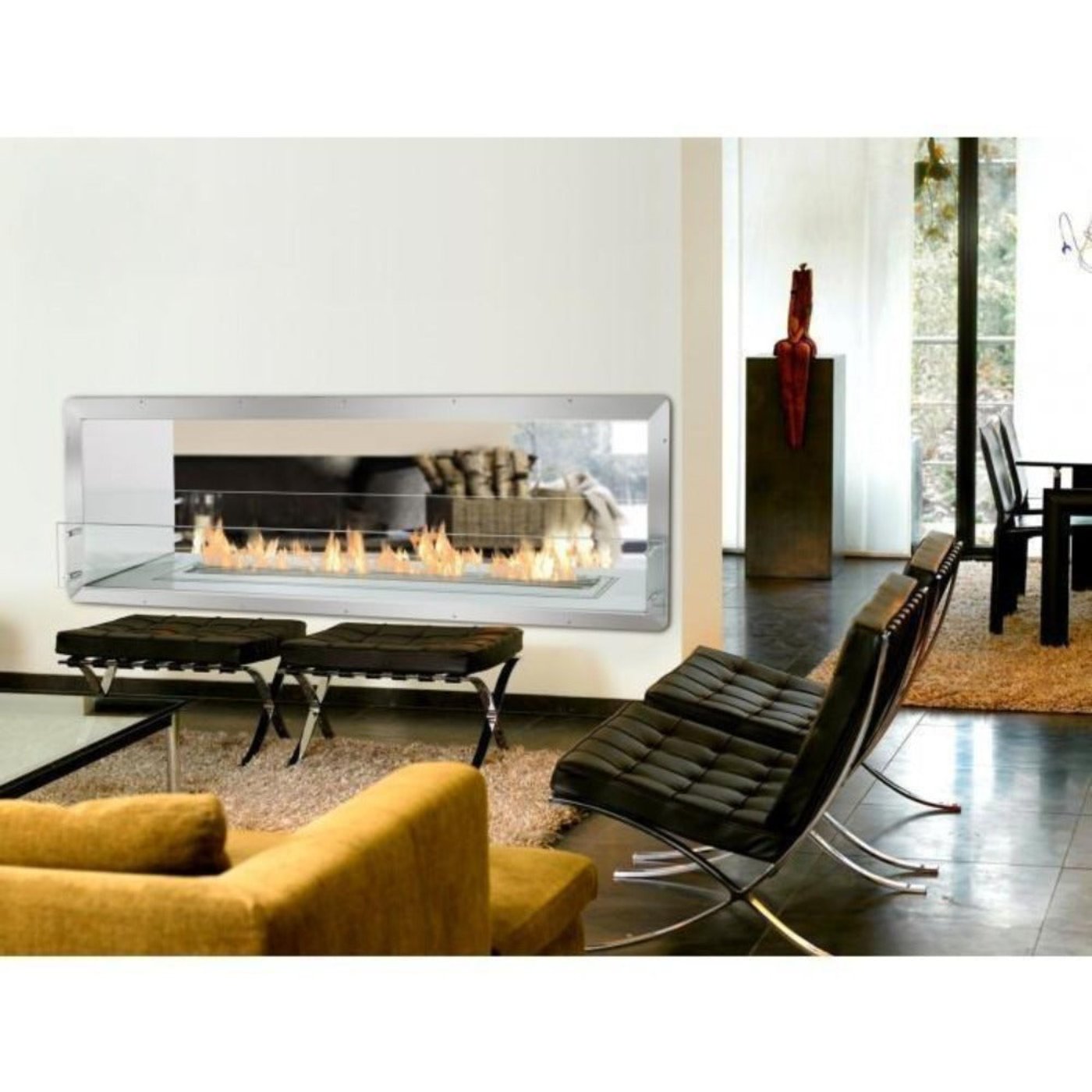 The Bio Flame 72-Inch Smart Firebox DS -See-Through Ethanol Fireplace