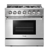 Thor Kitchen 36 in. Natural Gas Burner/Electric Oven Range in Stainless Steel - HRD3606U