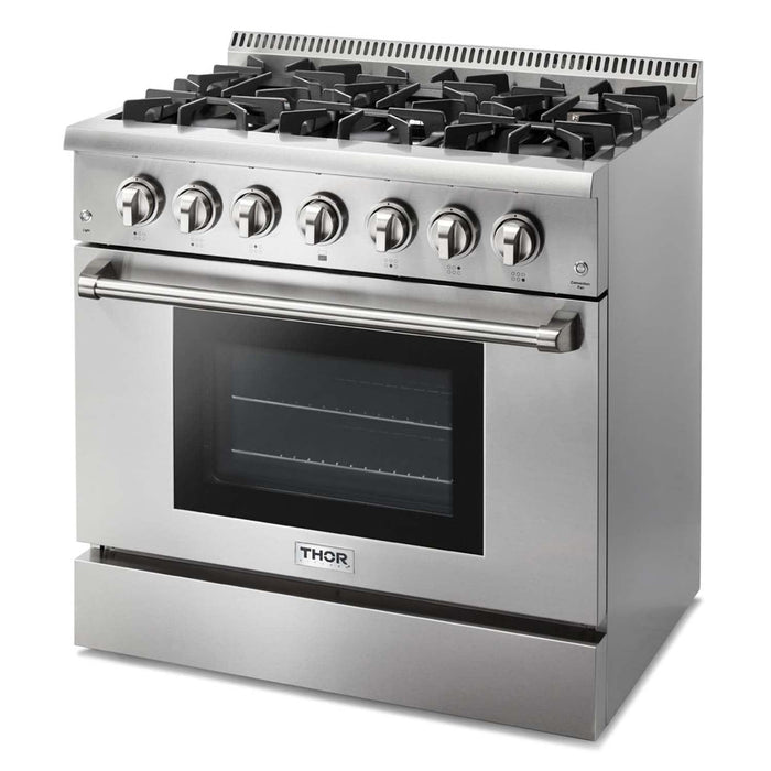 Thor Kitchen 36 in. Natural Gas Burner/Electric Oven Range in Stainless Steel - HRD3606U