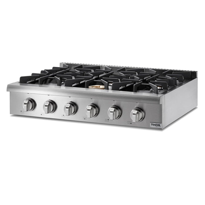 Thor Kitchen 36 in. Liquid Propane Gas Cooktop in Stainless Steel with 6 Burners, HRT3618ULP
