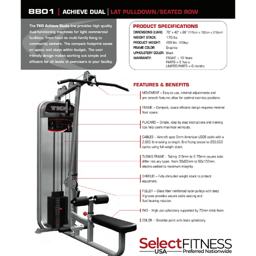 TKO Dual Lat Pull Down / Mid Row Machine