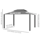 Outsunny 12'L x 9.8'W Steel Hardtop Patio Canopy - 84C-163BK