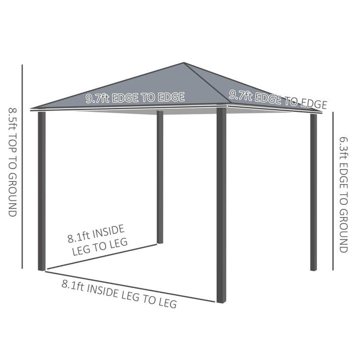 Outsunny Patio Gazebo 10' x 10' Outdoor Soft Top Canopy - 84C-164BK