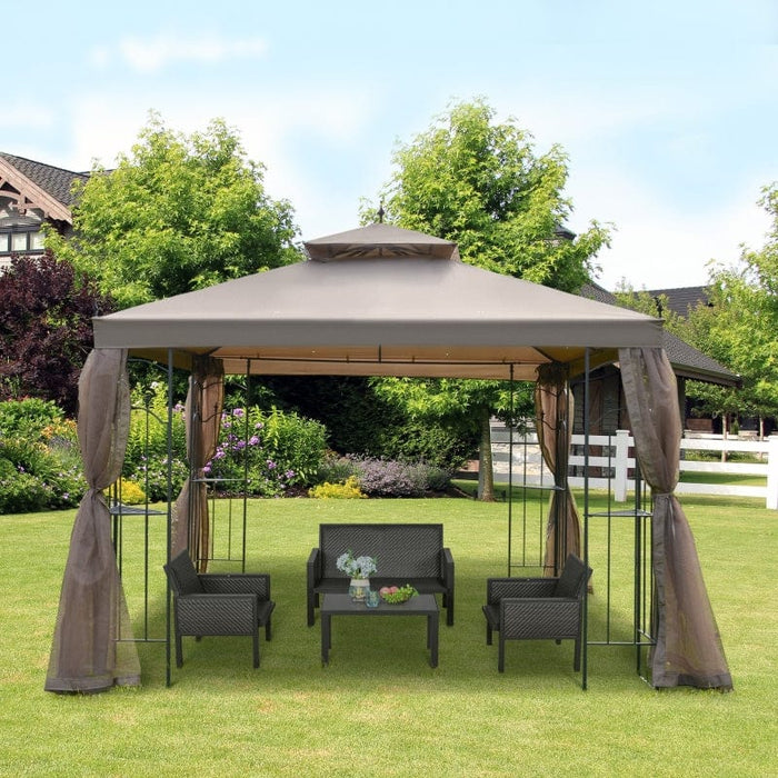 Outsunny 10' x 10' Steel Outdoor Patio Gazebo Canopy - 84C-028BN