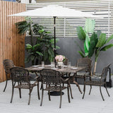 Outsunny 7-Piece Patio Dining Set, Cast Aluminum Outdoor Furniture Set - 84B-780