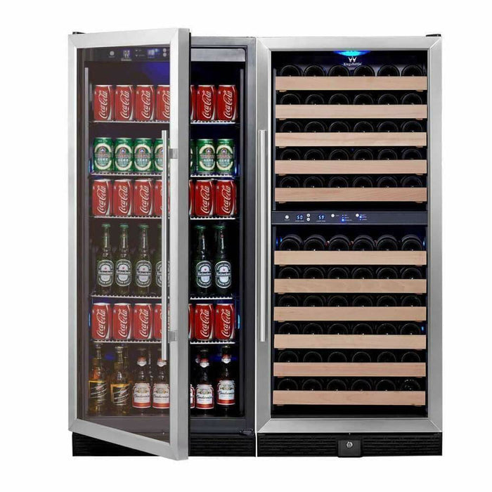 Kings Bottle 56" Upright Wine And Beverage Fridge Center Cabinet Freestanding - KBU100BW3-FG