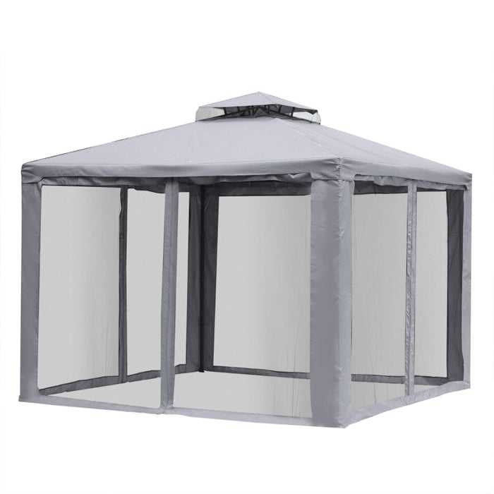 Outsunny 9.6' x 9.6' Patio Gazebo Outdoor Pavilion 2 Tier Roof Canopy - 84C-133GY