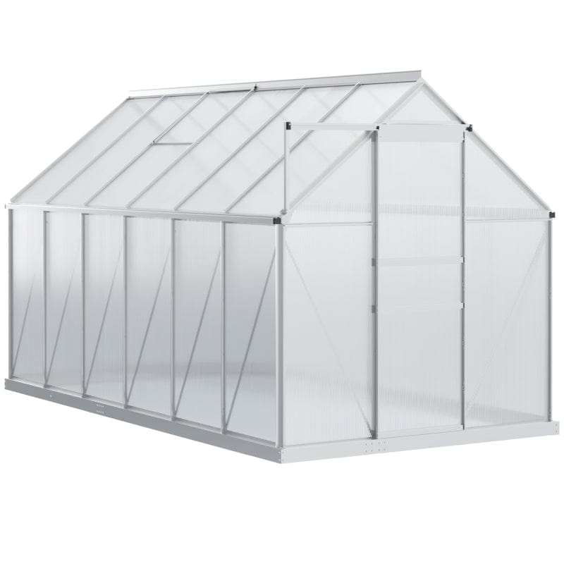 Outsunny 12' x 6' Aluminum Greenhouse, Polycarbonate Walk-in Garden Greenhouse - 845-540V02SR