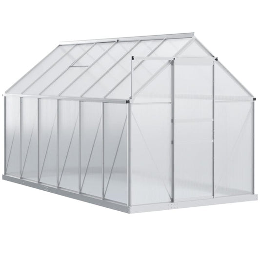 Outsunny 12' x 6' Aluminum Greenhouse, Polycarbonate Walk-in Garden Greenhouse - 845-540V02SR