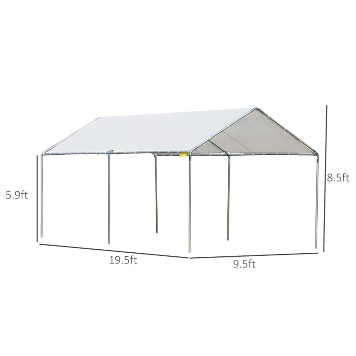 Outsunny Large 2-Bay Vehicle Awning Shelter w/ Simple Design - 84C-159