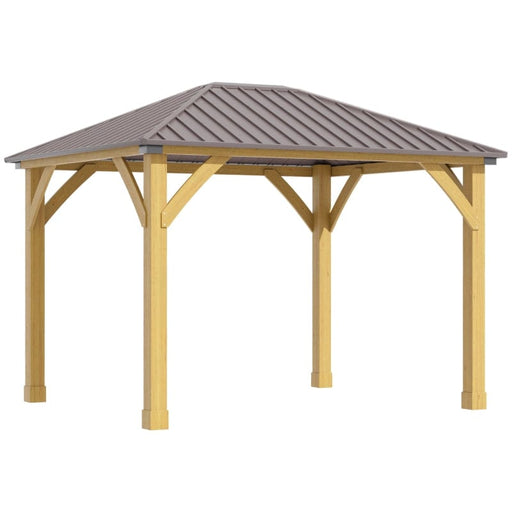 Outsunny 10x12 Galvanized Steel Gazebo with Wooden Frame - 84C-254